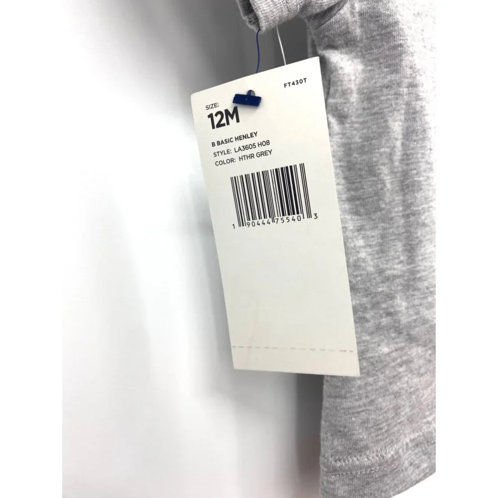 French Toast Heather Grey Basic Short Sleeve Henley NEW WITH TAGS